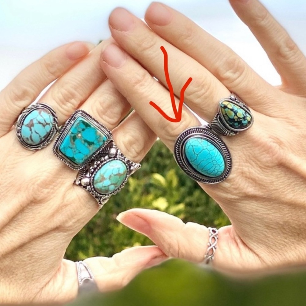 Turquoise RING silver chunky costume jewelry Nordstrom oversized oval big stone